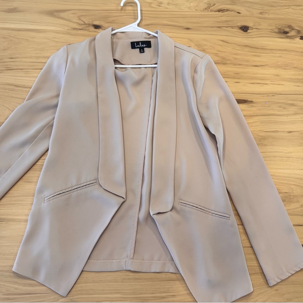 Lulu's Tan Waterfall Blazer Elegant Suit Jacket